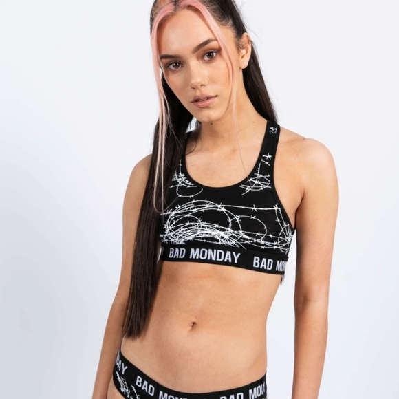 NWT! Bad Monday All Over Barbed Wire Sports Bra - Picture 2 of 8